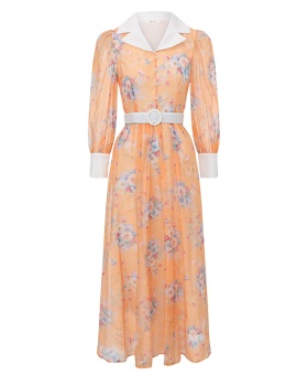 Mixed colors flowers dress painting formal dress