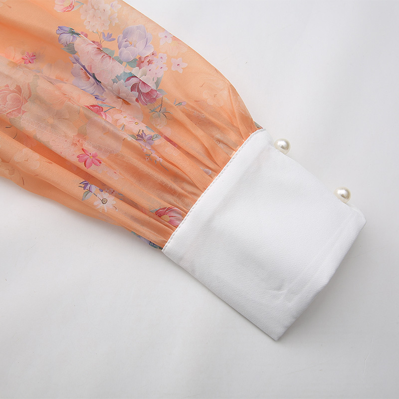 Mixed colors flowers dress painting formal dress