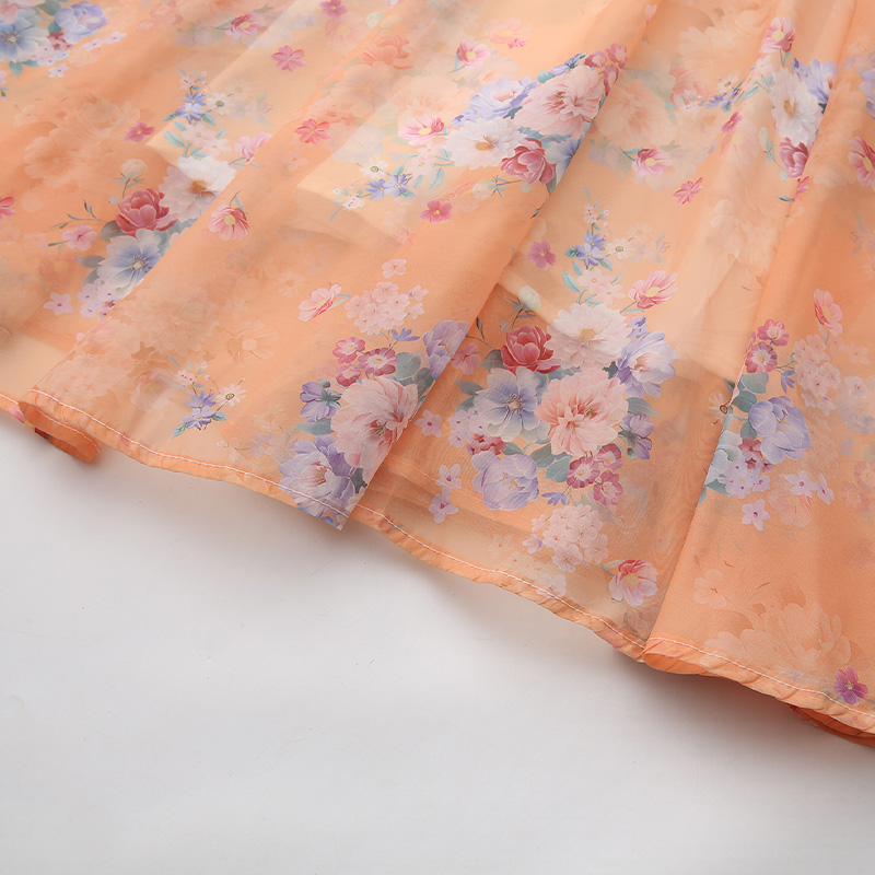 Mixed colors flowers dress painting formal dress