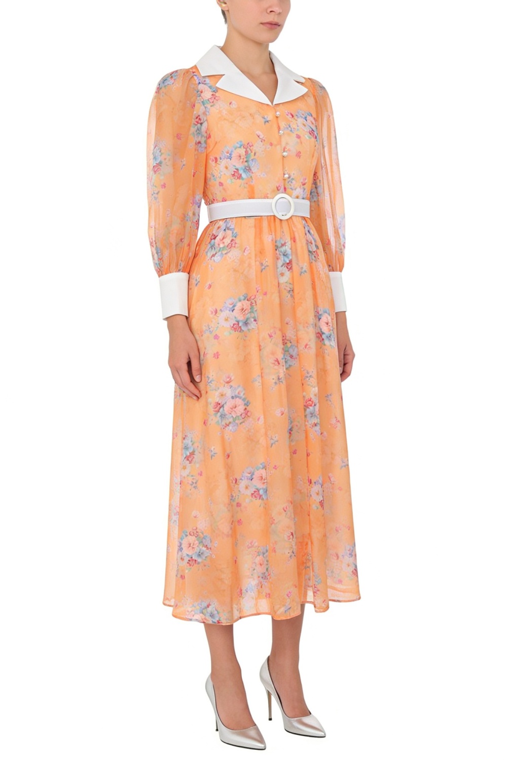 Mixed colors flowers dress painting formal dress