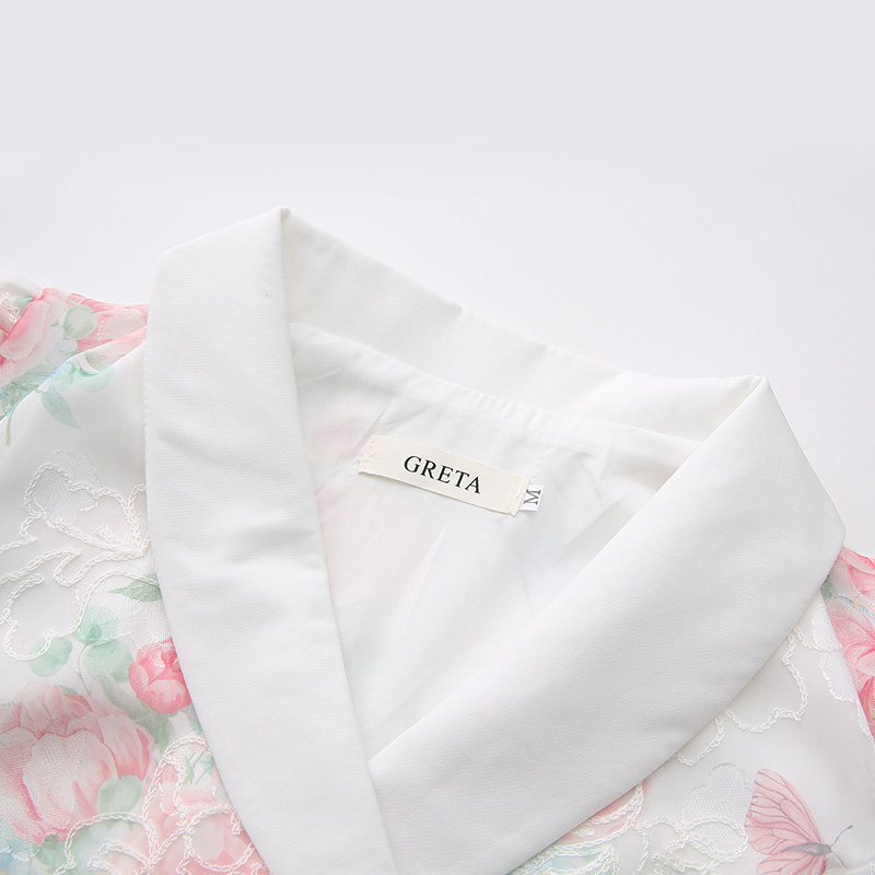 Retro painting dress mixed colors formal dress