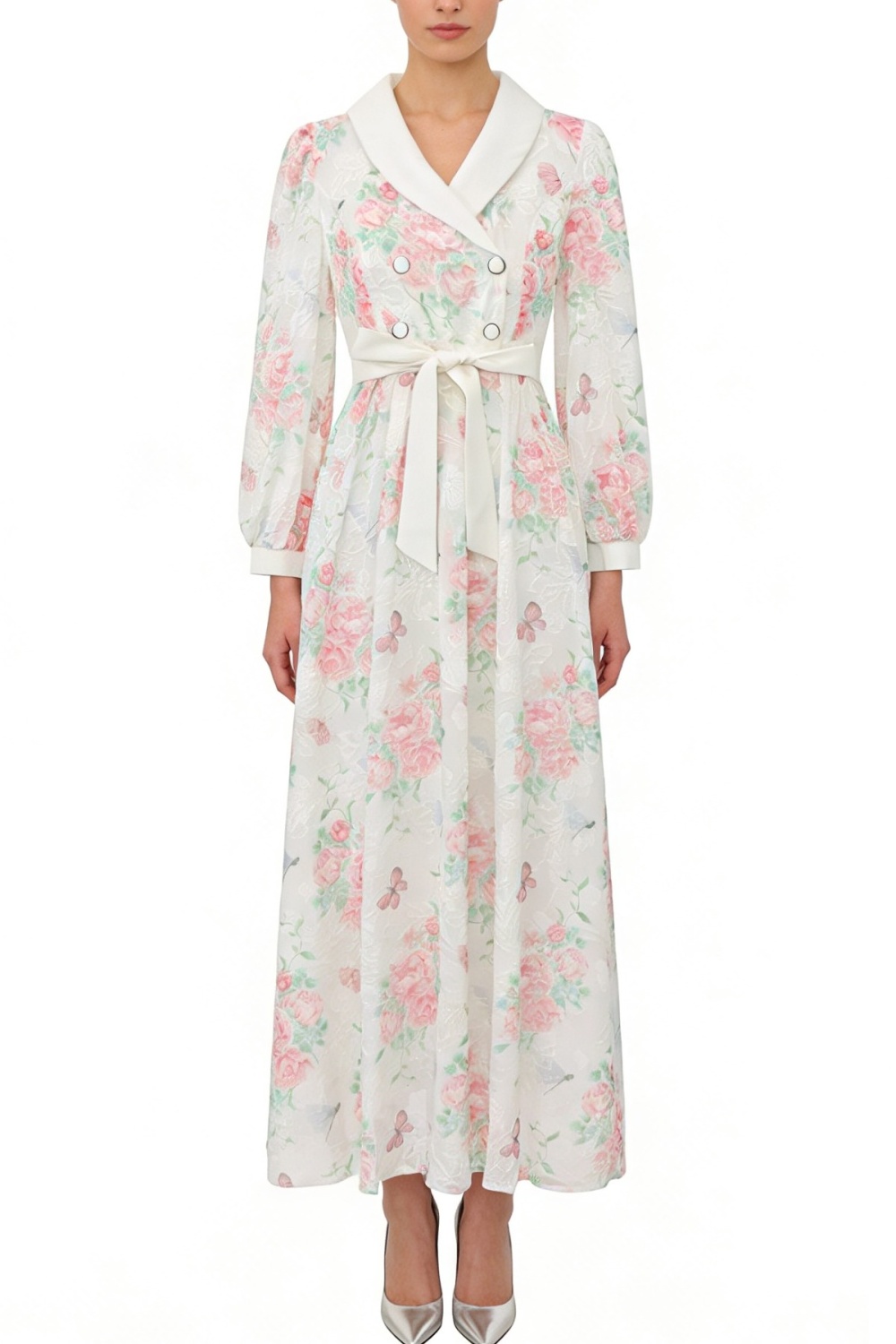 Retro painting dress mixed colors formal dress