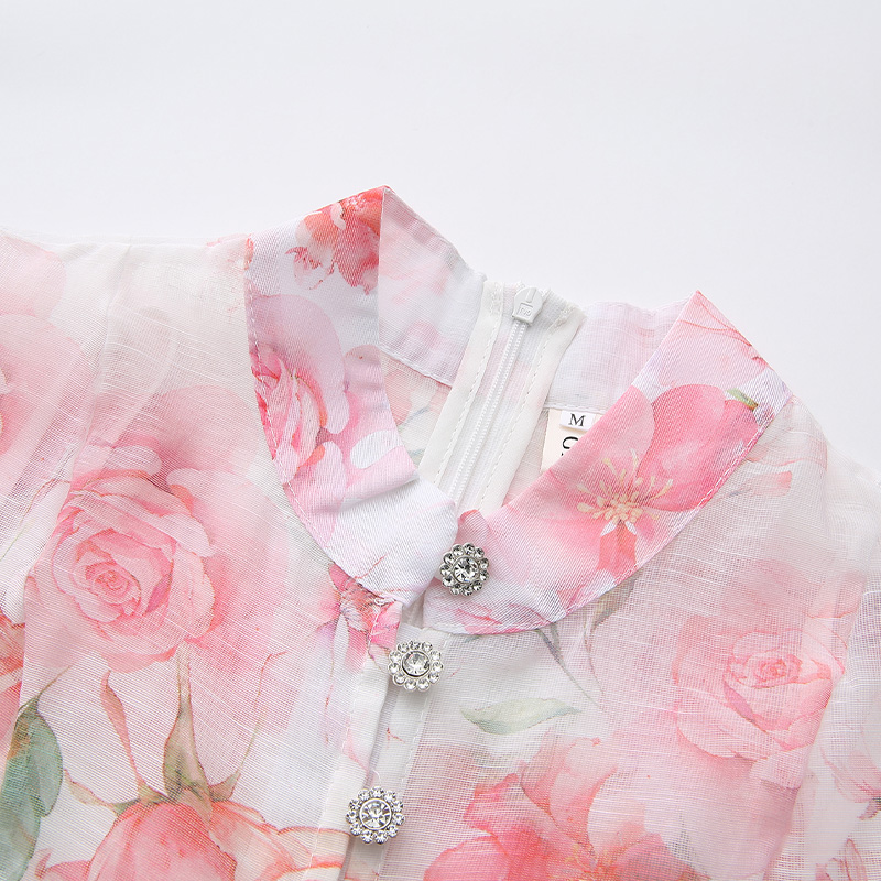 Printing flowers spring and summer vacation long dress