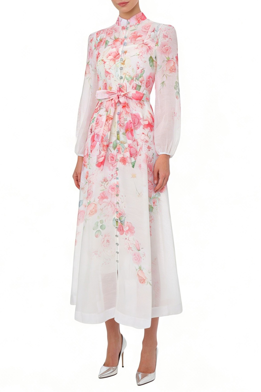 Printing flowers spring and summer vacation long dress