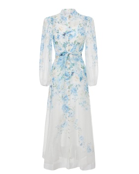 Long flowers spring and summer printing vacation dress