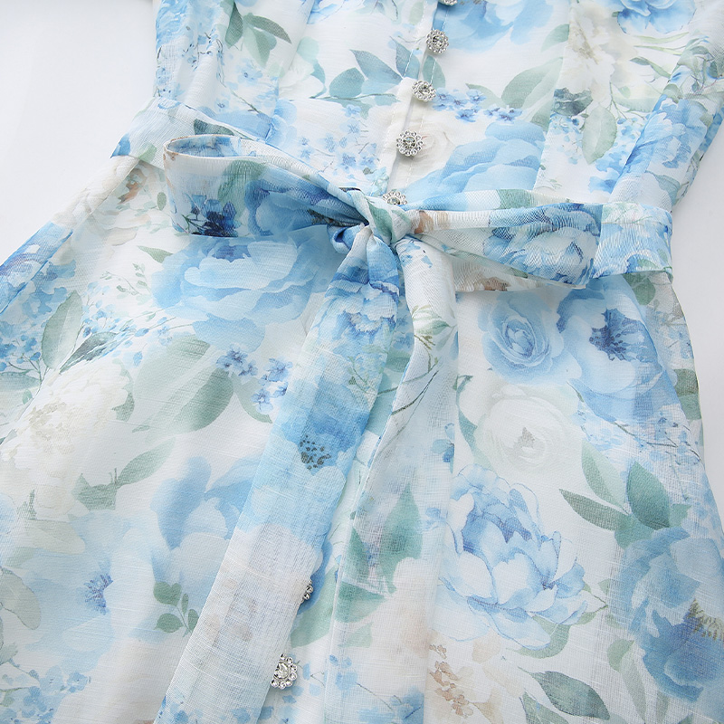 Long flowers spring and summer printing vacation dress