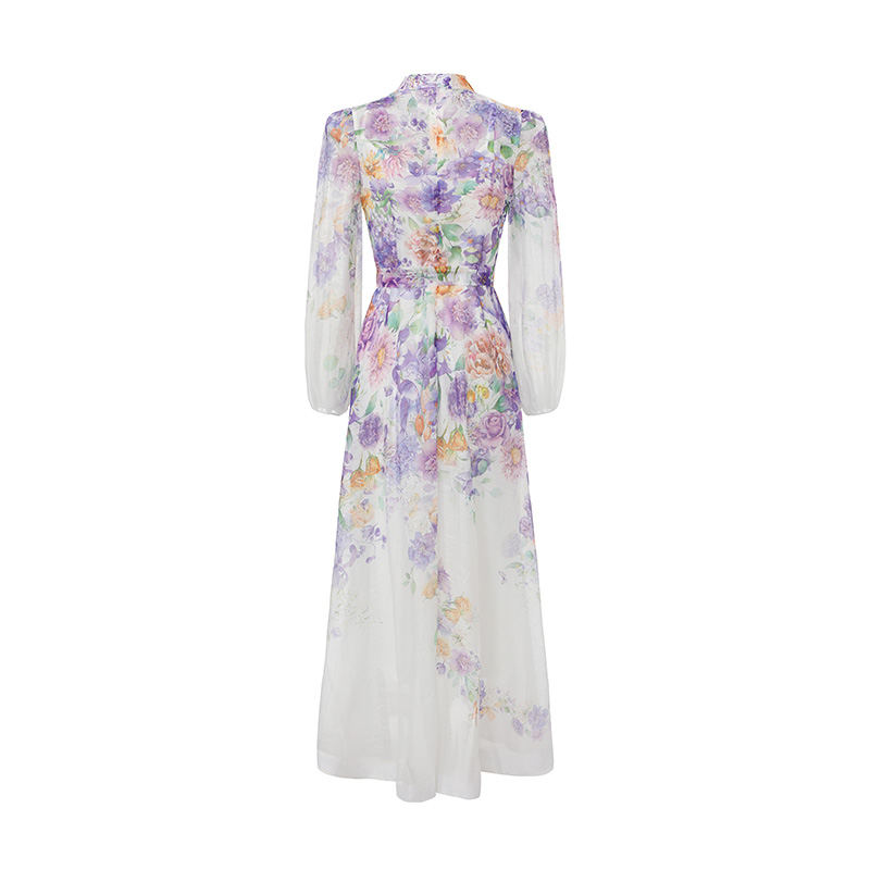 Flowers spring and summer long vacation printing dress