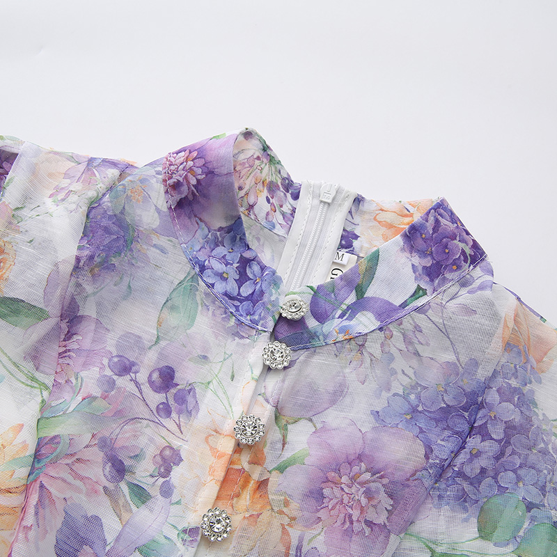 Flowers spring and summer long vacation printing dress