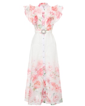 Vacation long flowers printing spring and summer dress