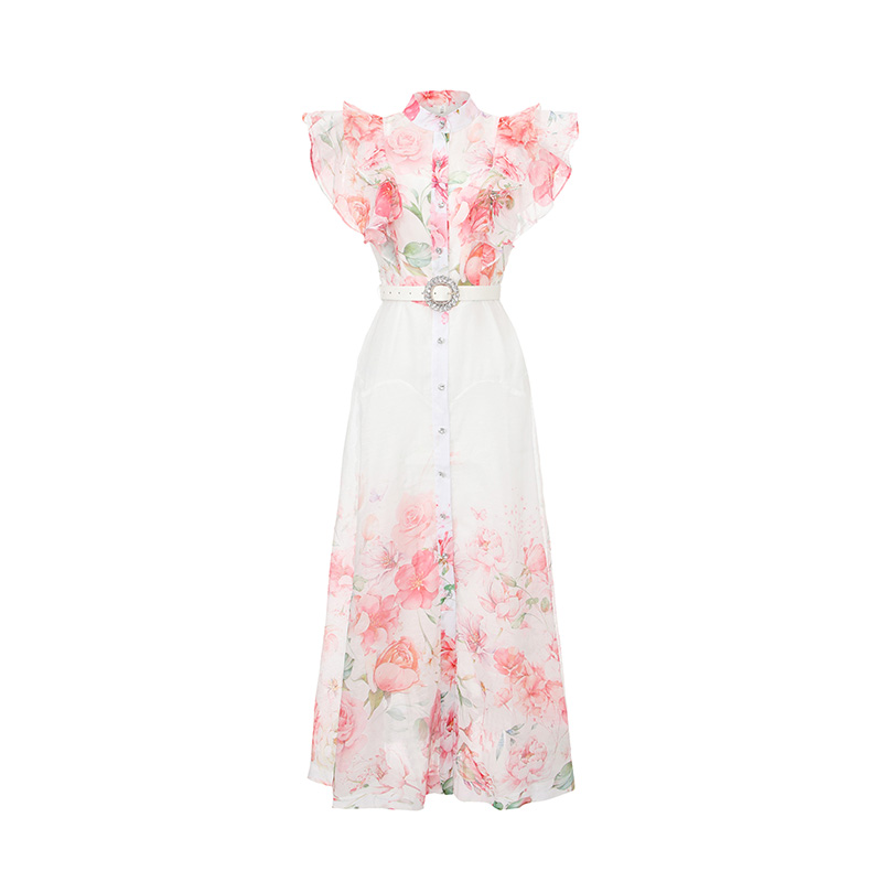 Vacation long flowers printing spring and summer dress