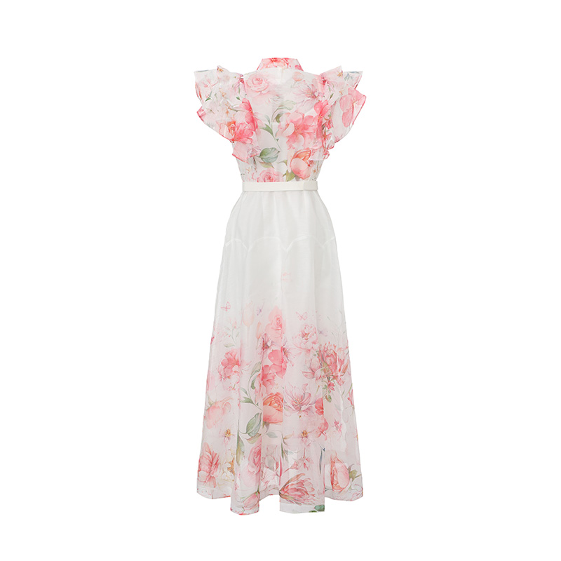 Vacation long flowers printing spring and summer dress
