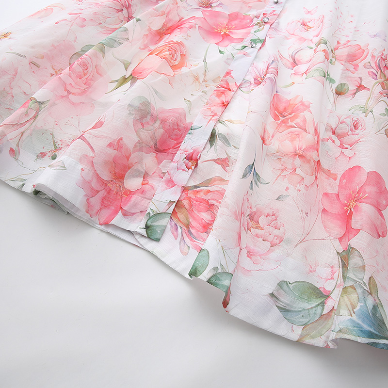 Vacation long flowers printing spring and summer dress