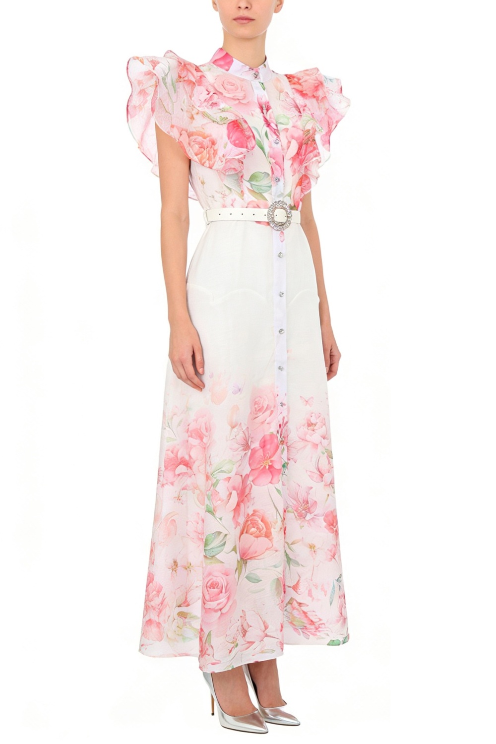 Vacation long flowers printing spring and summer dress