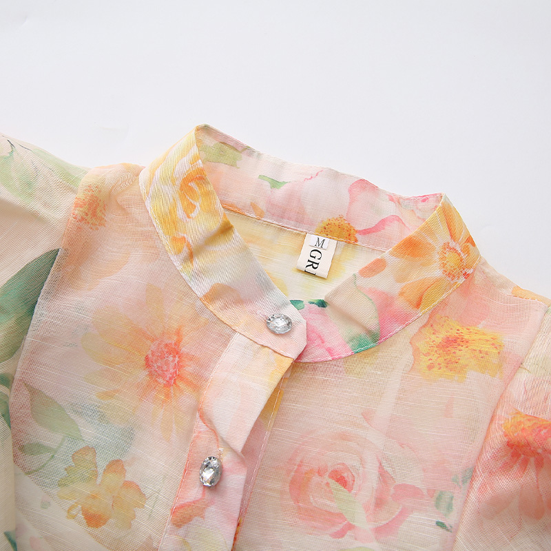 Vacation printing long spring and summer flowers dress