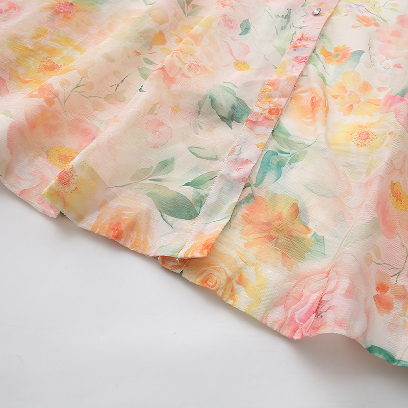 Vacation printing long spring and summer flowers dress