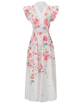 Painting long flowers mixed colors spring and summer dress