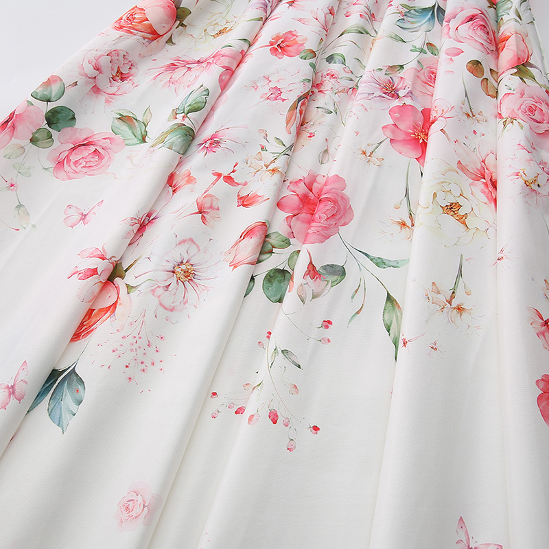 Painting long flowers mixed colors spring and summer dress