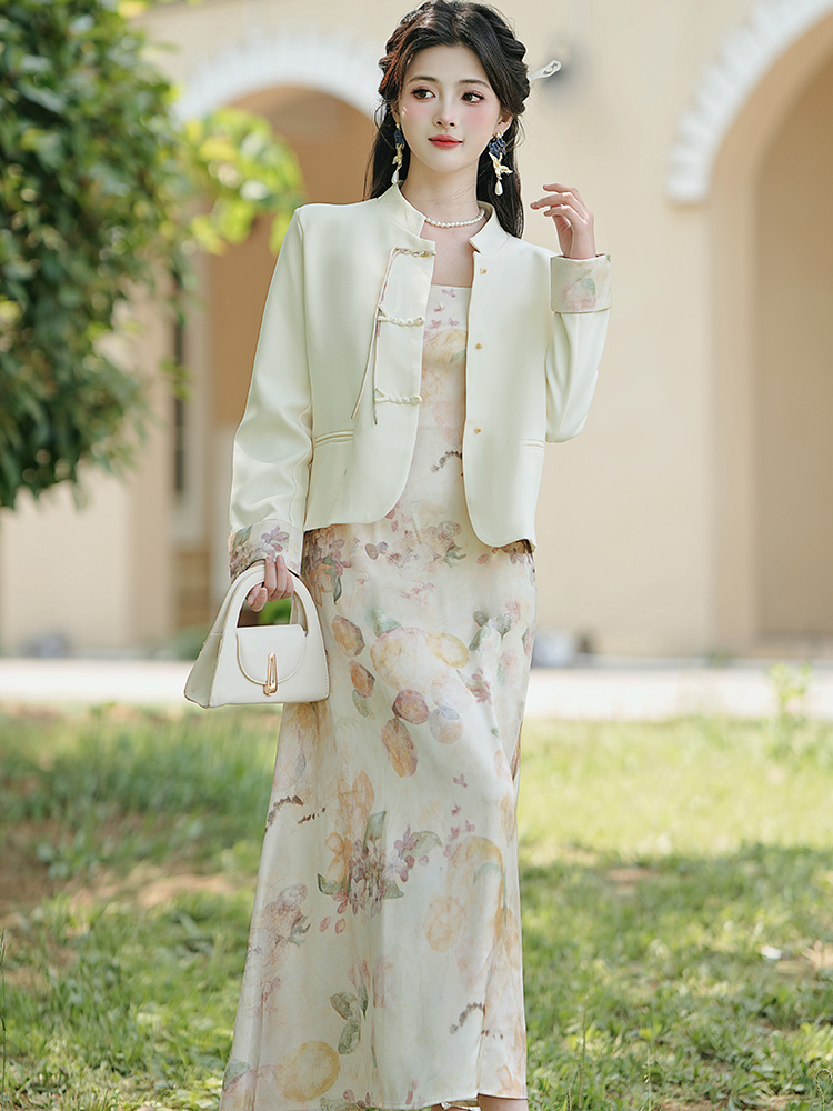 Chinese style dress mixed colors business suit 2pcs set