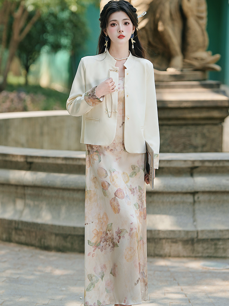 Chinese style dress mixed colors business suit 2pcs set