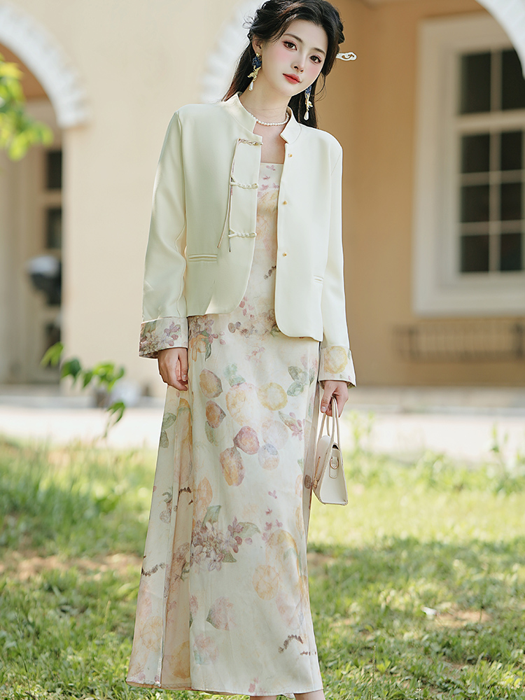 Chinese style dress mixed colors business suit 2pcs set