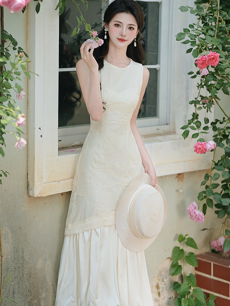 Hepburn style elegant vest bud hem high waist shawl a set