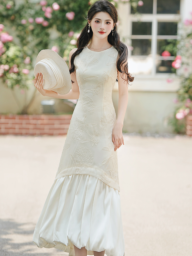 Hepburn style elegant vest bud hem high waist shawl a set