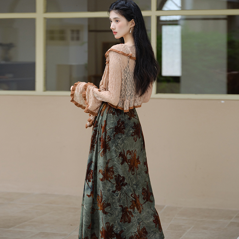 Autumn cardigan outside the ride dress 2pcs set