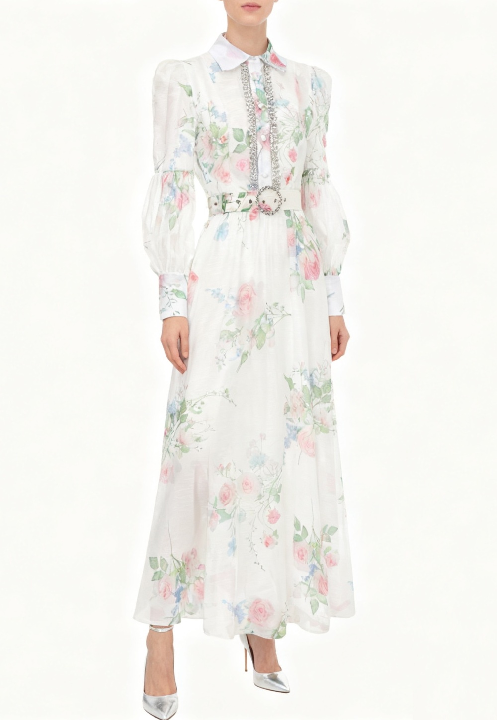 Long lapel diamond retro spring dress