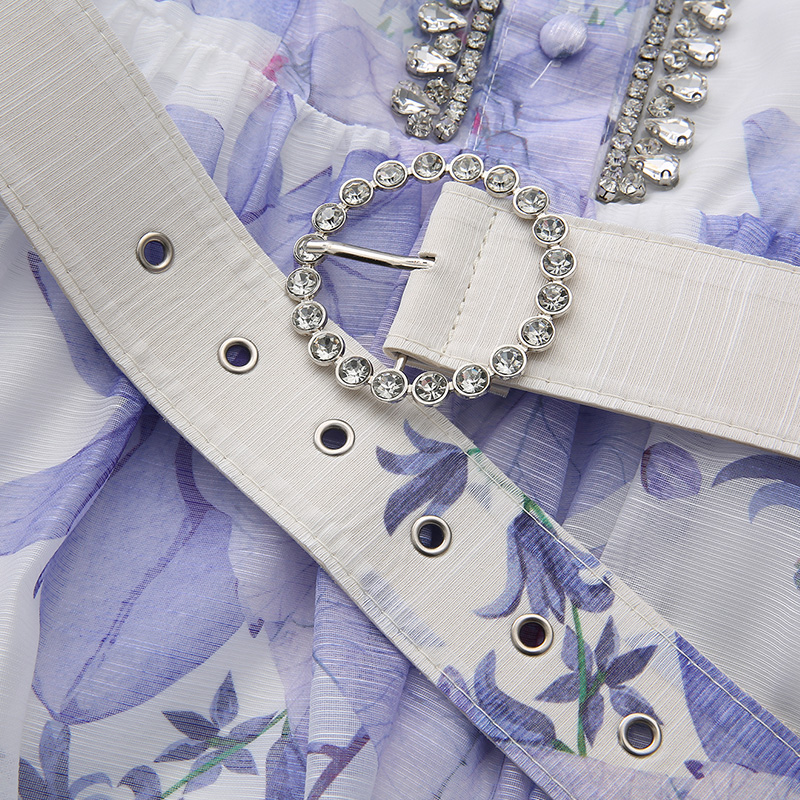 Diamond lapel spring long retro dress