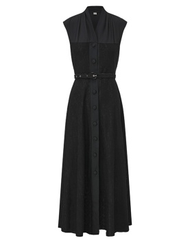 Sleeveless retro lace splice spring and summer long dress