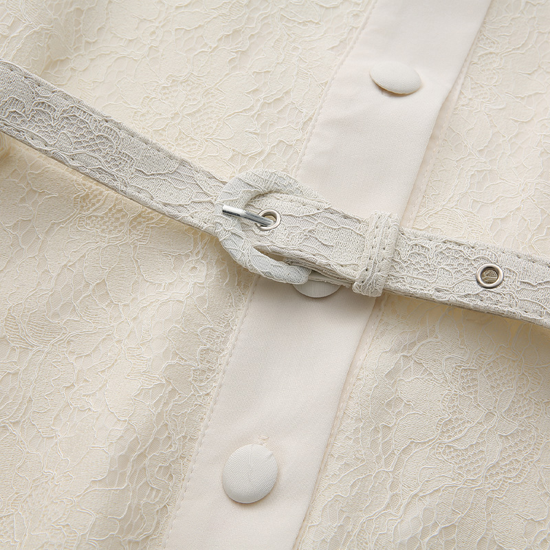 Spring and summer sleeveless splice lace retro long dress