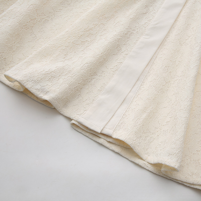 Spring and summer sleeveless splice lace retro long dress