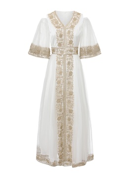 Lace gauze splice long spring and summer dress