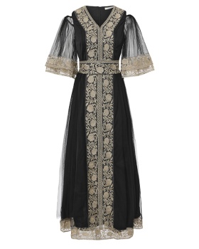 Lace spring and summer gauze splice long dress