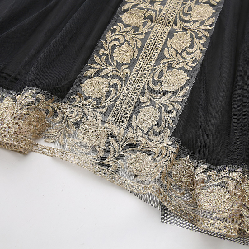 Lace spring and summer gauze splice long dress