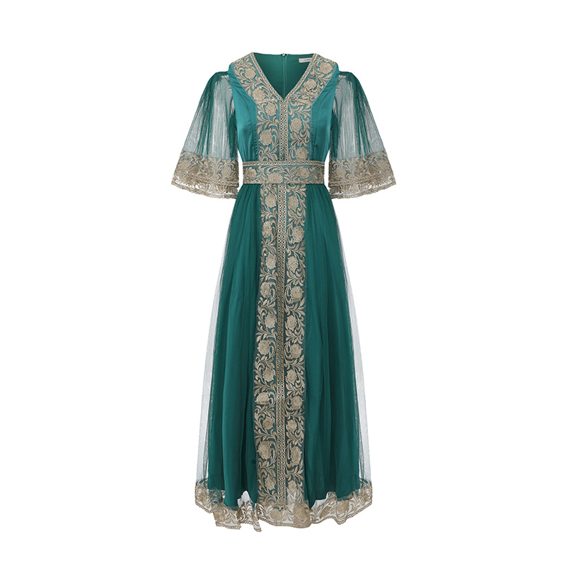 Gauze long spring and summer lace splice dress