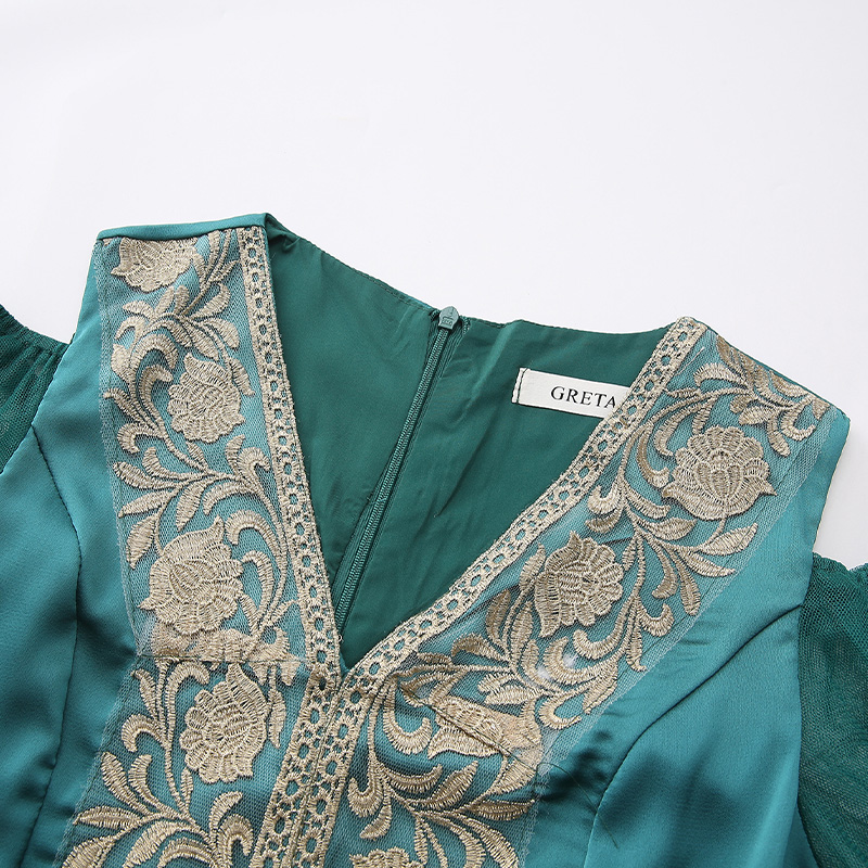 Gauze long spring and summer lace splice dress