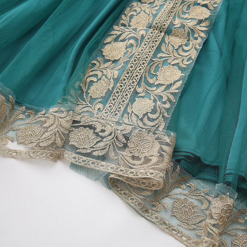 Gauze long spring and summer lace splice dress