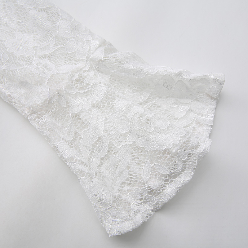 Retro trumpet sleeves lotus leaf edges dress