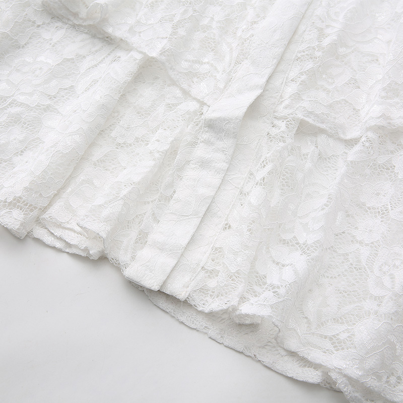 Retro trumpet sleeves lotus leaf edges dress