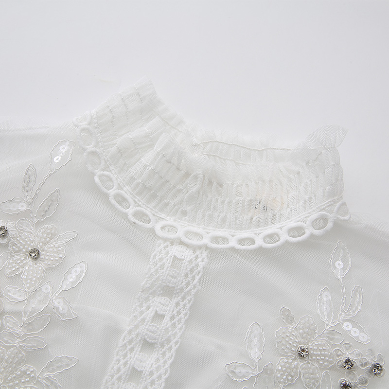 Beading splice jacquard spring gauze long dress