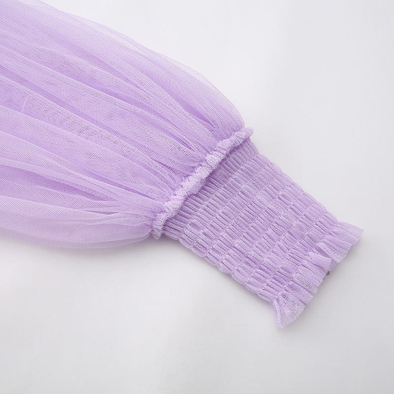 Spring long jacquard beading splice gauze dress