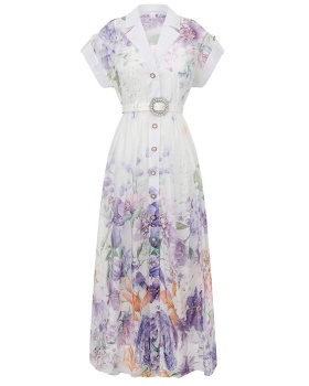 Long flowers painting spring and summer dress