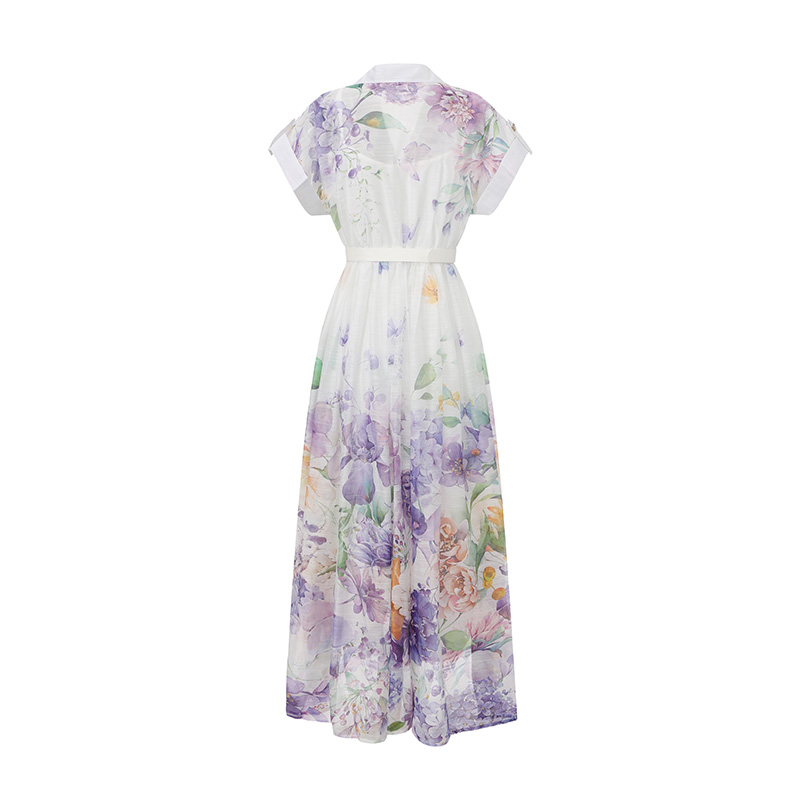 Long flowers painting spring and summer dress