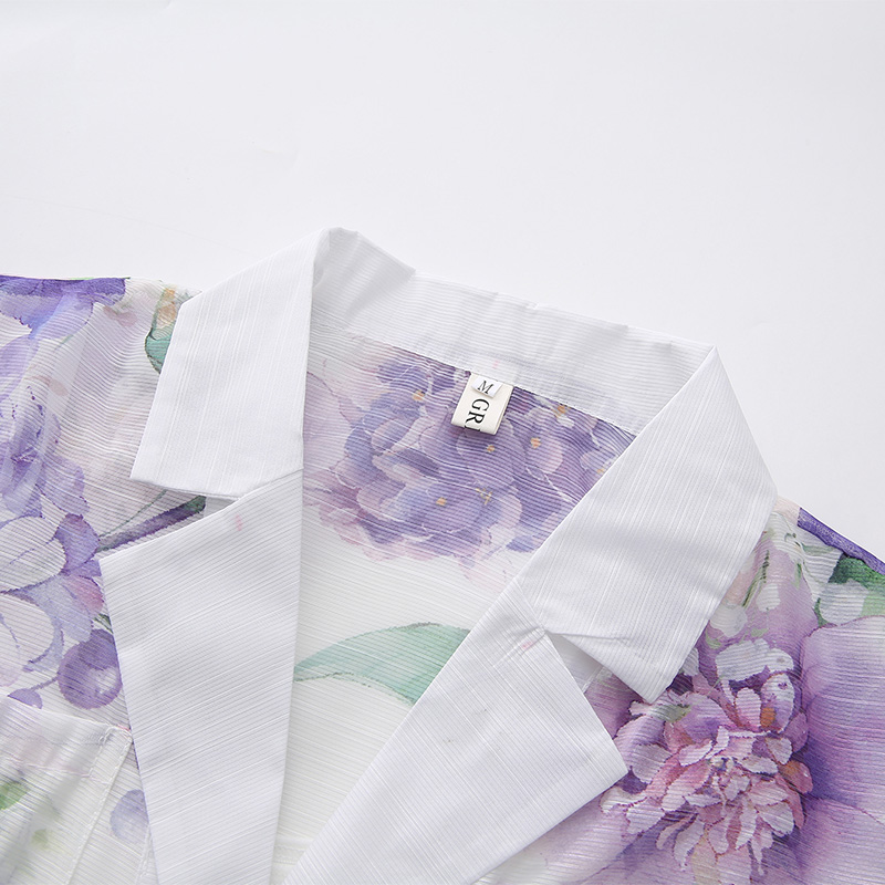 Long flowers painting spring and summer dress