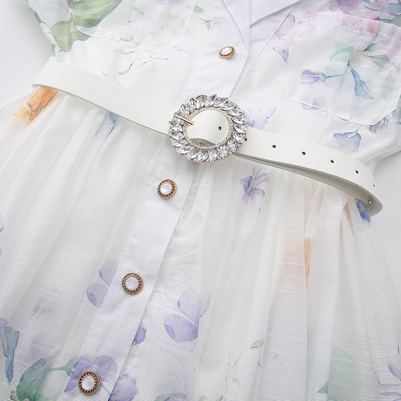 Long flowers painting spring and summer dress