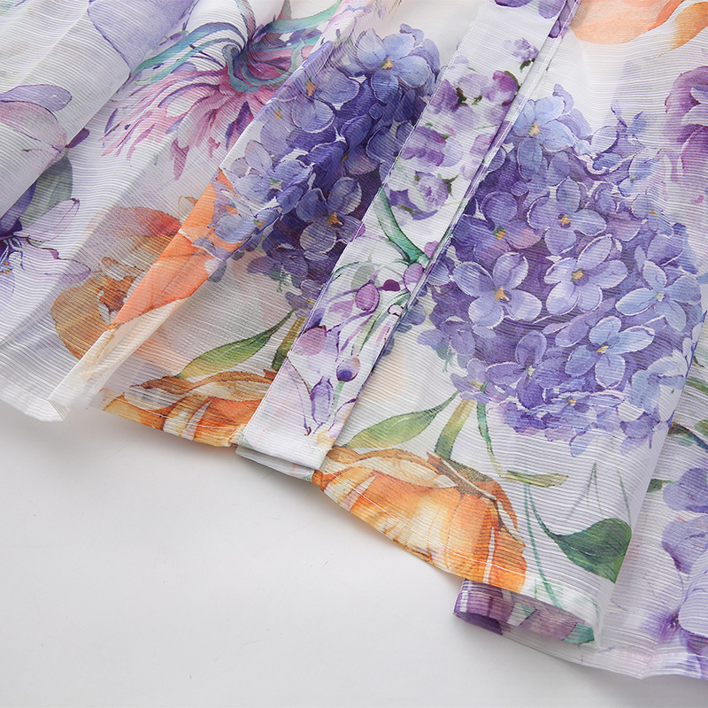 Long flowers painting spring and summer dress