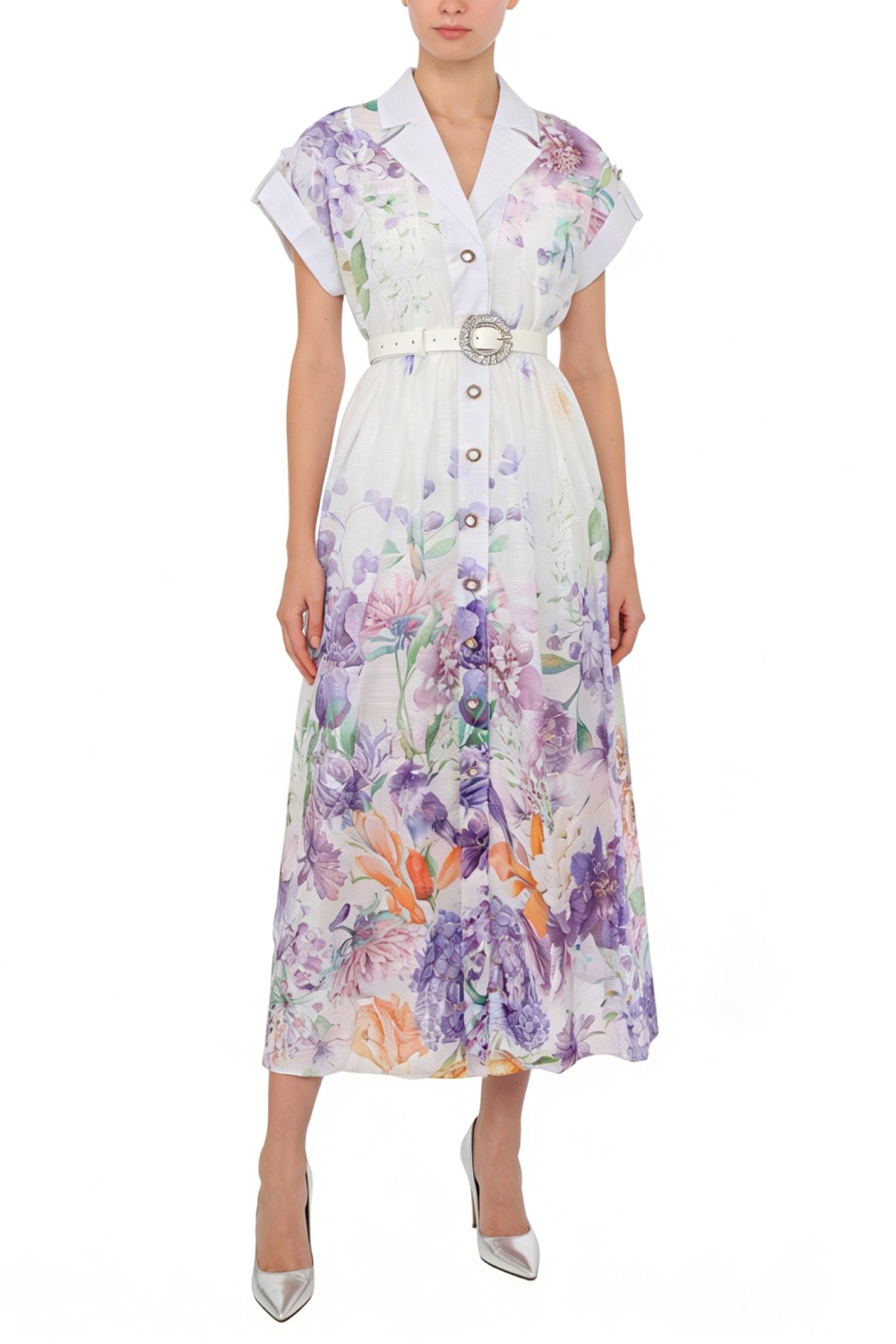 Long flowers painting spring and summer dress