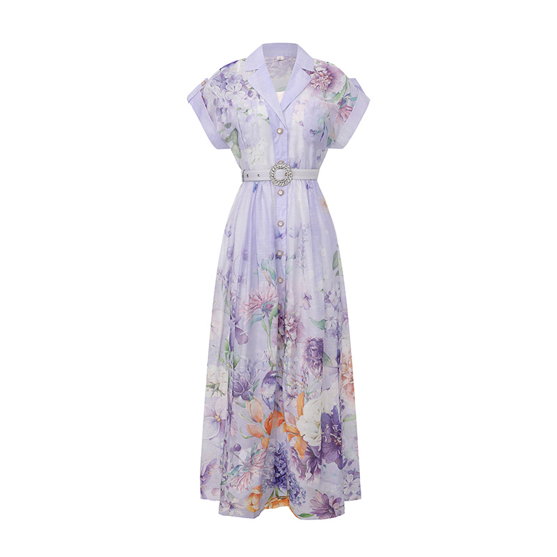Flowers spring and summer painting long dress