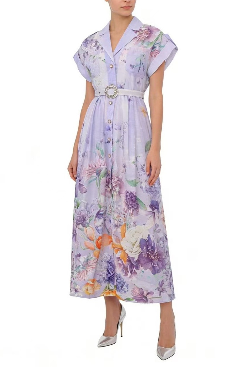 Flowers spring and summer painting long dress